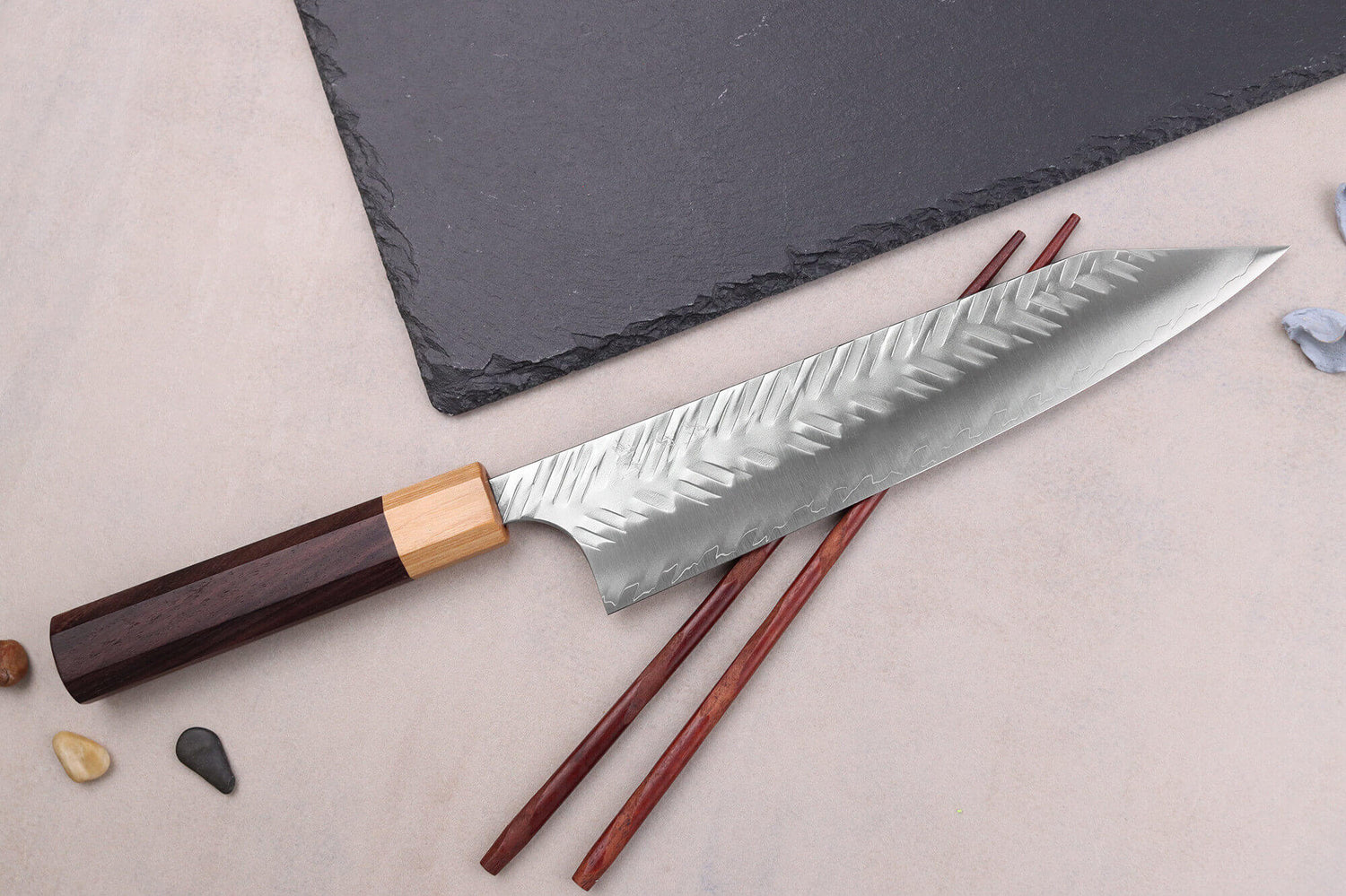 Couteau kiritsuke 21cm japonais artisanal Yoshimi Kato SPG Strix V-Tsuchime