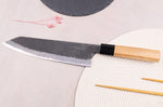Couteau de chef kiritsuke 21cm japonais artisanal Hinoura Mutsumi Ajikataya Black Nashiji