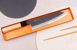 Couteau de chef kiritsuke 21cm japonais artisanal Hinoura Mutsumi Ajikataya Black Nashiji