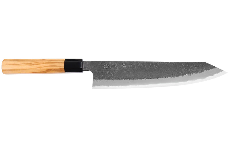 Couteau de chef kiritsuke 24cm japonais artisanal Hinoura Mutsumi Ajikataya Black Nashiji