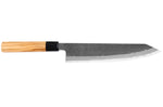 Couteau de chef kiritsuke 24cm japonais artisanal Hinoura Mutsumi Ajikataya Black Nashiji