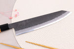 Couteau de chef kiritsuke 24cm japonais artisanal Hinoura Mutsumi Ajikataya Black Nashiji