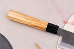 Couteau de chef kiritsuke 24cm japonais artisanal Hinoura Mutsumi Ajikataya Black Nashiji
