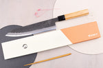 Couteau de chef kiritsuke 24cm japonais artisanal Hinoura Mutsumi Ajikataya Black Nashiji