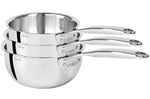 Set de 3 casseroles Cristel Castel'Pro en acier inoxydable 18/10 5 ply - 16, 18, 20cm