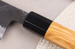 Couteau santoku 16,5cm japonais artisanal Hinoura Mutsumi Ajikataya Black Nashiji