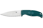 Couteau Spyderco Enuff 2 K390 FB31SBL2K390 lame dentée 10cm manche nylon / fibres de verre bleu + étui