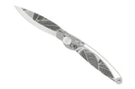 Couteau pliant K2 Elegance K2.19M manche inox décor tropical 11,5cm + étui suédine