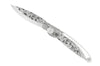Couteau pliant K2 Elegance K2.20M manche inox décor arabesque 11,5cm + étui suédine