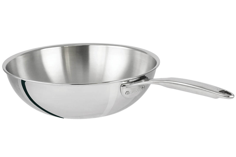 Wok Cristel Castel'Pro en acier inoxydable 18/10 3 ply