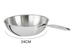 Wok Cristel Castel'Pro en acier inoxydable 18/10 3 ply - 24cm