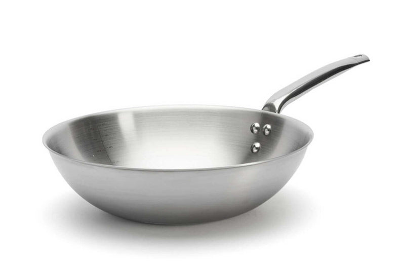 Wok De Buyer Alchimy 28cm en inox 18/10 multicouches 3 plis