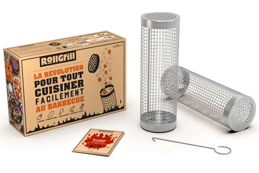 Set de deux grilles cylindriques Cookut Roll Grill pour barbecue