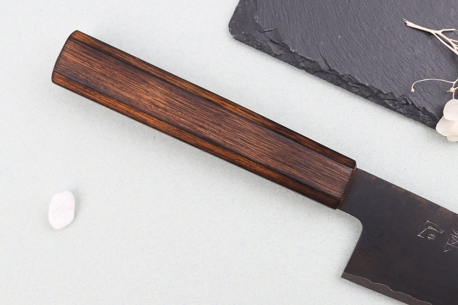 Couteau de chef 21cm japonais artisanal Nakamura Kaishin Ginsan Black Damas