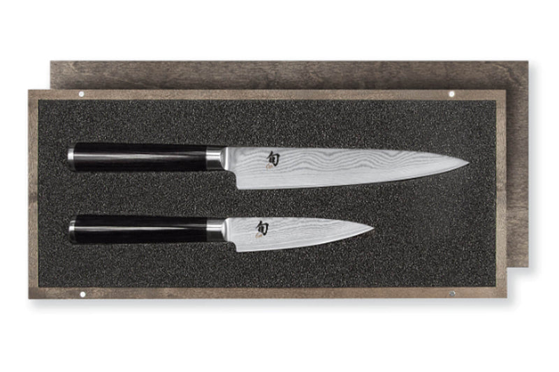 Coffret 2 couteaux japonais Kai Shun damas office/universel acier de qualité