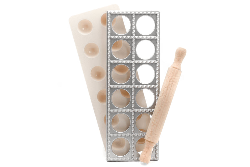Planche à raviolis Gefu Tasca rectangulaires en polymère avec rouleau en bois