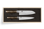 Coffret 2 couteaux de cuisine damassés Shun Premier Tim Mälzer Universel + Santoku