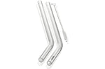 Set de 4 pailles courbées Gefu Future en verre transparent 23cm + brosse