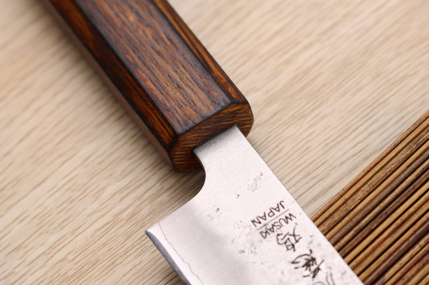 Couteau universel japonais artisanal Wusaki Yoshi G3 chêne 14cm