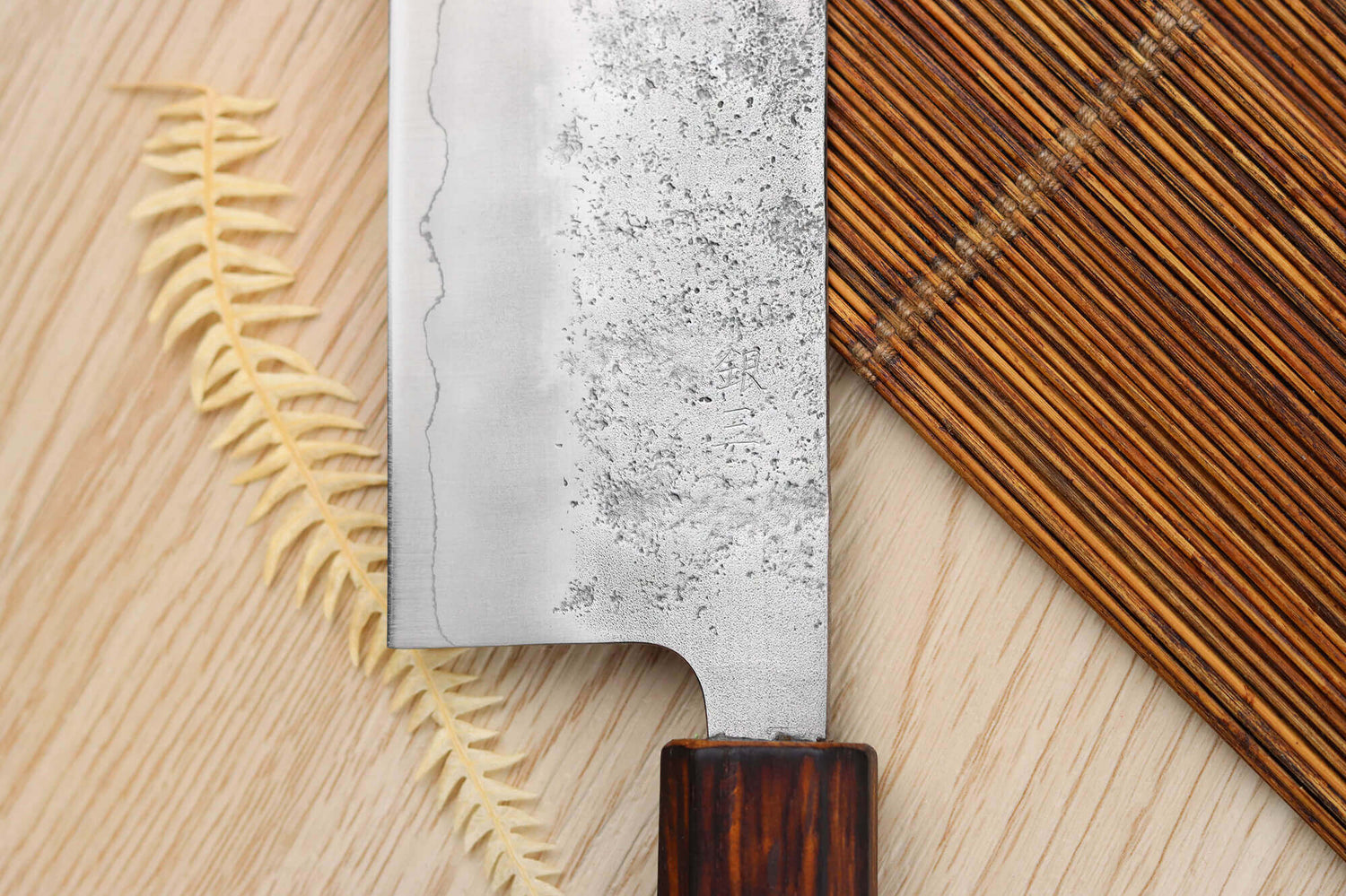 Couteau nakiri japonais artisanal Wusaki Yoshi G3 chêne 16,5cm
