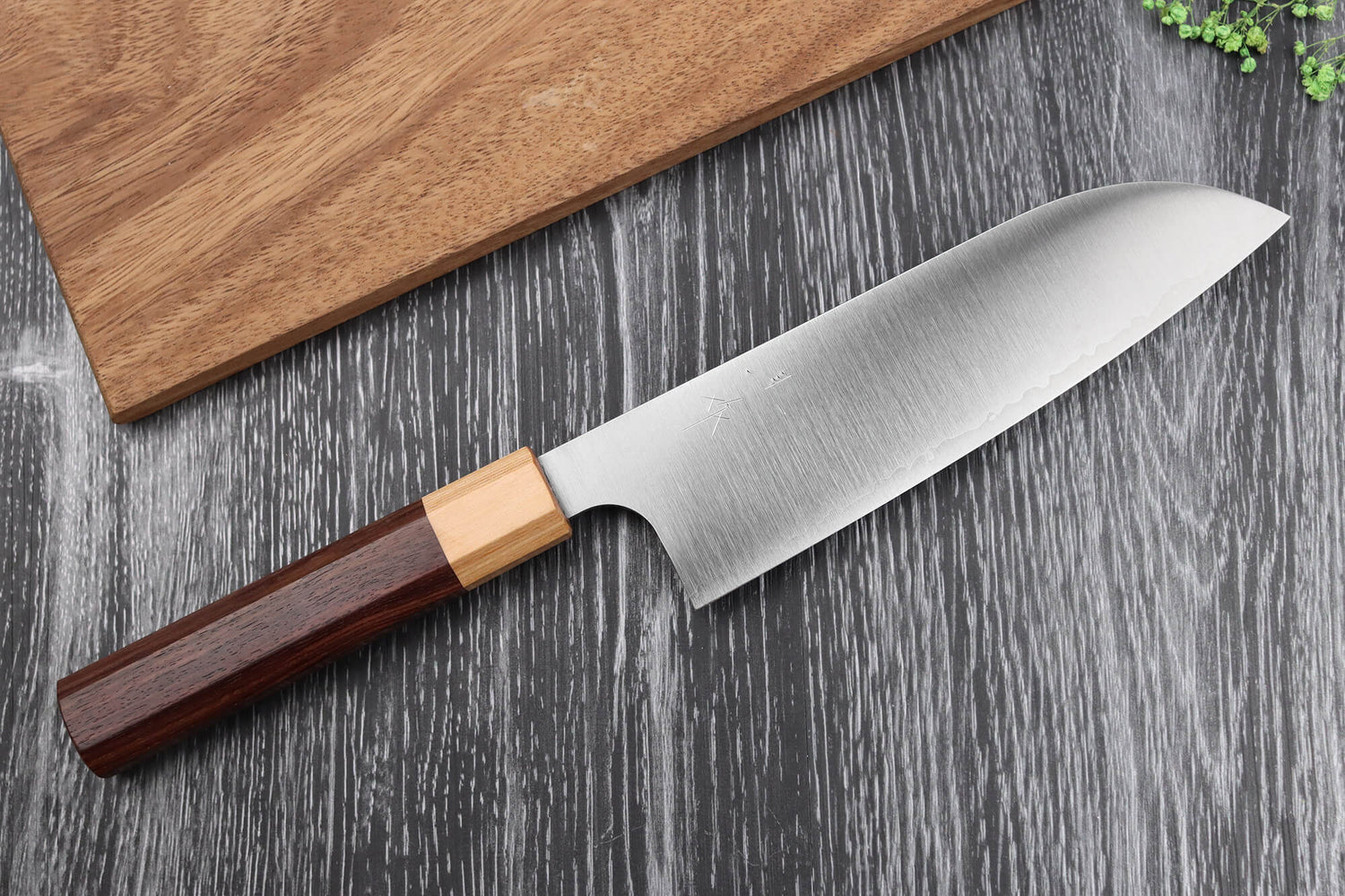 Couteau santoku japonais artisanal Kei Kobayashi SG2 Octogone 17cm