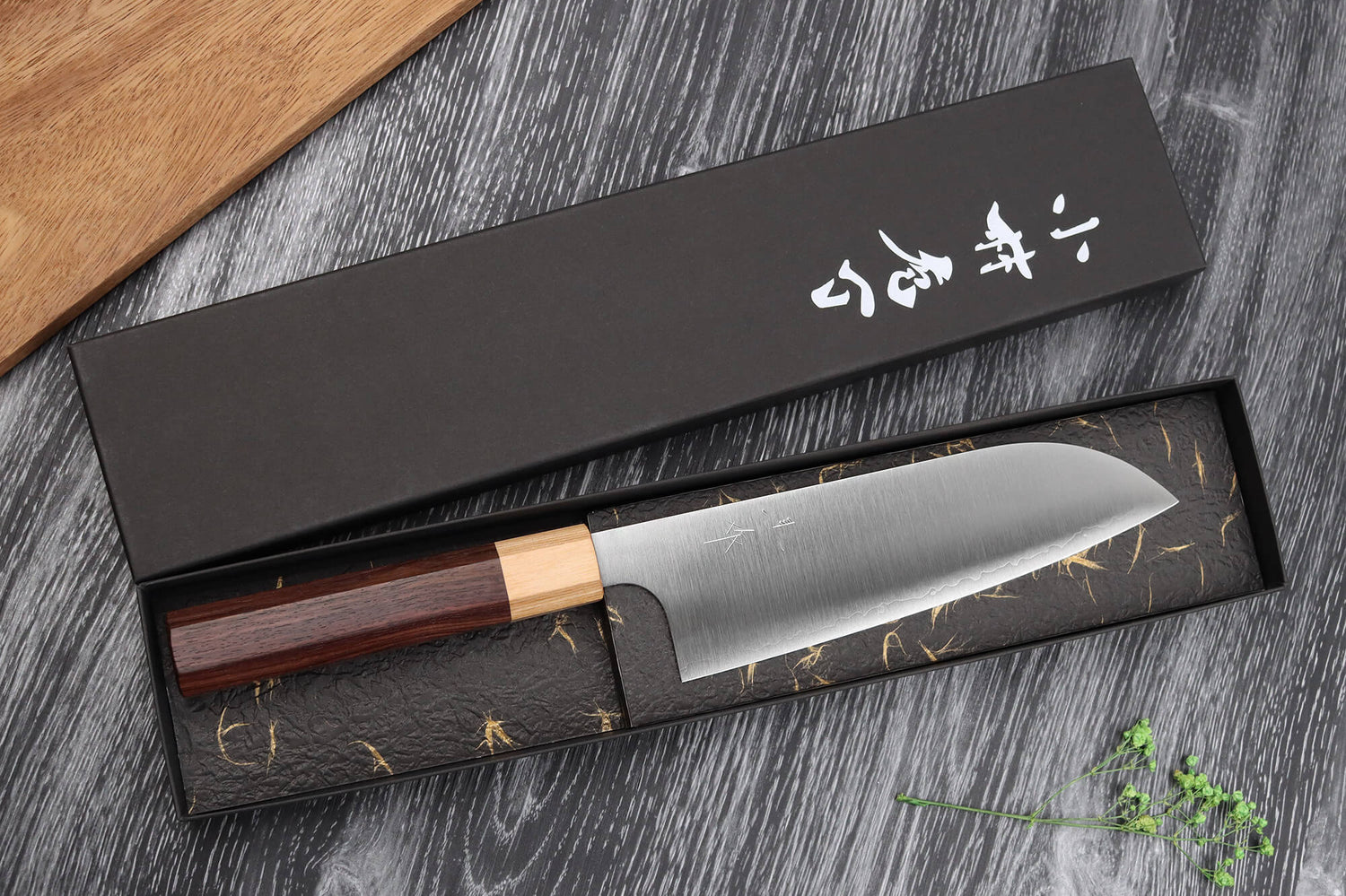 Couteau santoku japonais artisanal Kei Kobayashi SG2 Octogone 17cm