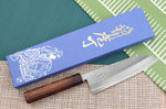 Couteau santoku 16,5cm japonais artisanal Masutani martelé manche en chêne
