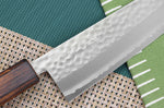 Couteau santoku 16,5cm japonais artisanal Masutani martelé manche en chêne