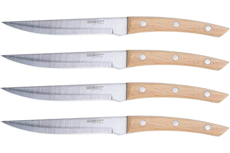 Coffret 4 couteaux à steak Homey's Bokträ lame lisse 13cm