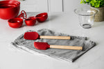 Set de 2 spatules Kitchen Aid en bois de bouleau et silicone rouge