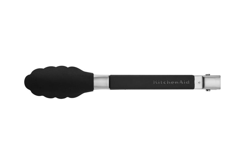 Pince de cuisine Kitchen Aid embout silicone noir - 23 cm