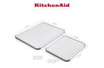 Set de 2 planches à découper anti-glisse Kitchen Aid réversibles en PP blanc
