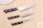 Coffret 3 couteaux japonais Satake Cutlery damas 69 couches chef + universel + office