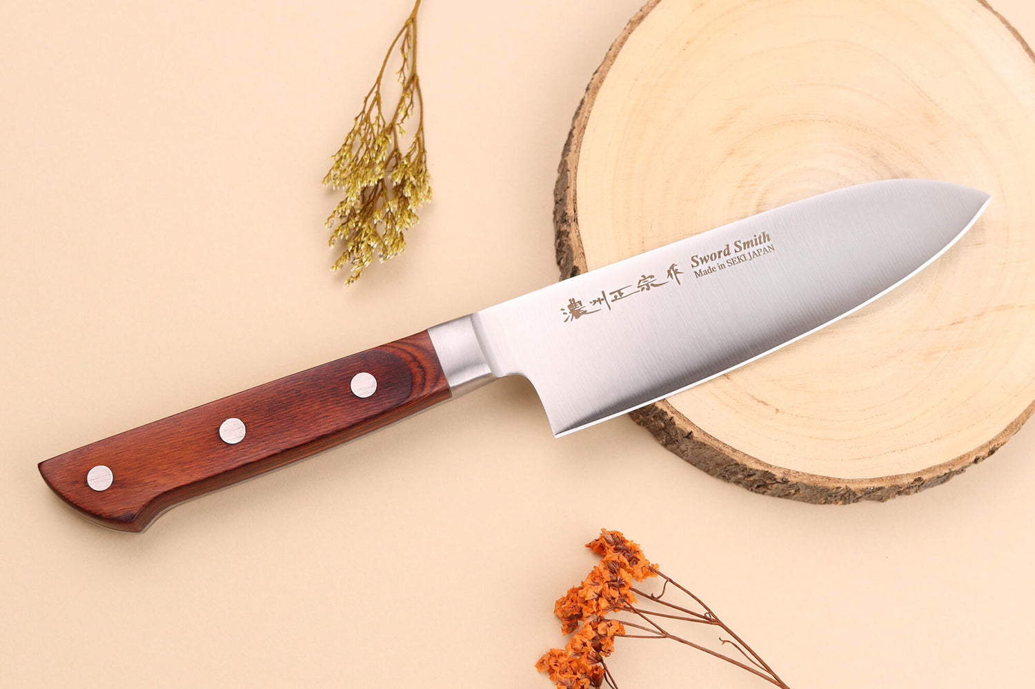 Couteau santoku 15cm japonais Satake Cutlery Brown Pakkawood