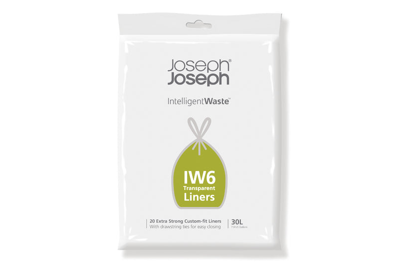 Set de 20 sacs-poubelles 30L Joseph Joseph IW6 transparent avec cordon de serrage
