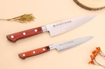 Coffret 2 couteaux japonais Satake Cutlery Brown Pakkawood chef + office