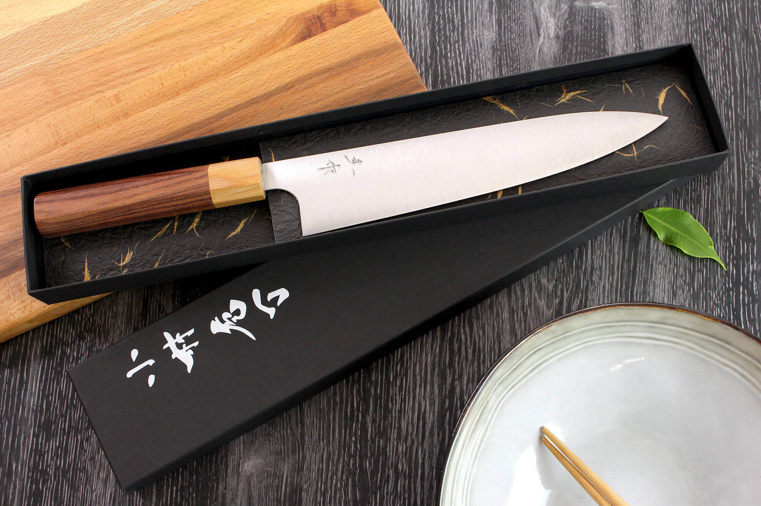 Couteau de chef japonais artisanal Kei Kobayashi SG2 Octogone 21cm