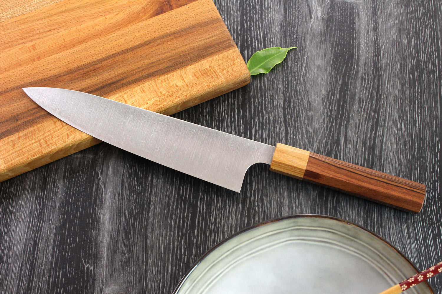 Couteau de chef japonais artisanal Kei Kobayashi SG2 Octogone 21cm