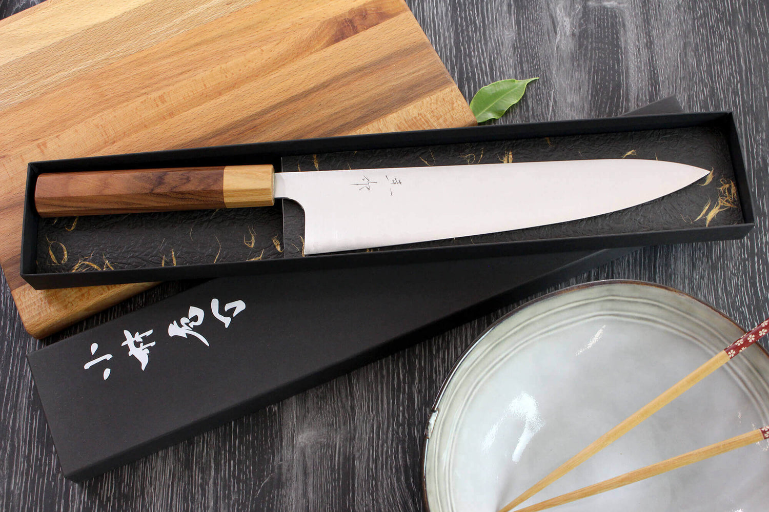 Couteau de chef japonais artisanal Kei Kobayashi SG2 Octogone 24cm