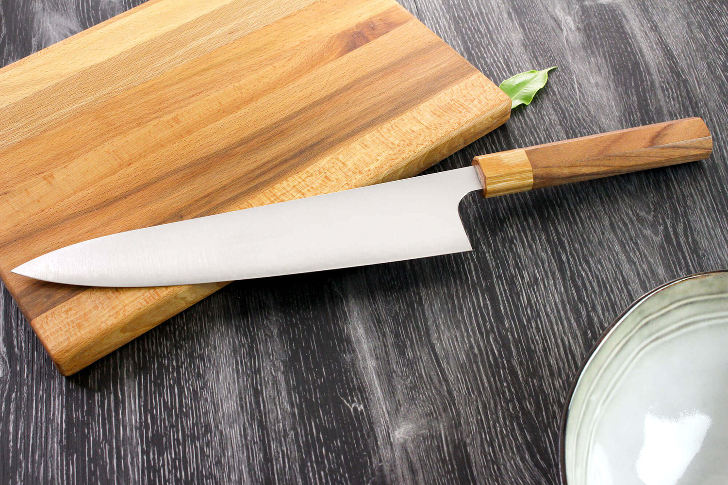 Couteau de chef japonais artisanal Kei Kobayashi SG2 Octogone 24cm