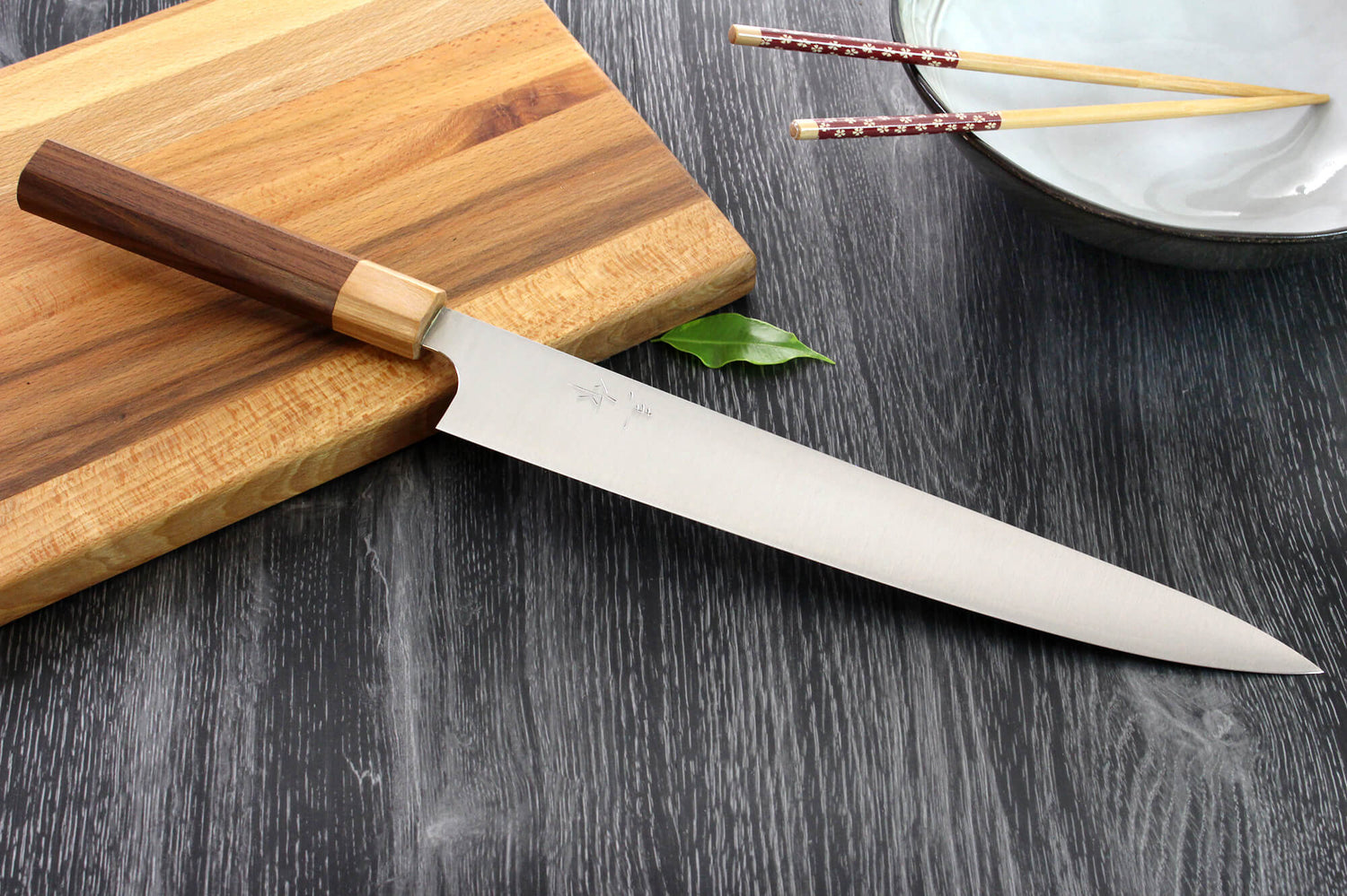 Couteau sujihiki japonais artisanal Kei Kobayashi SG2 Octogone 27cm