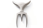 Fourchette à viande Tridens en acier inox brut avec socle en hêtre à empreinte