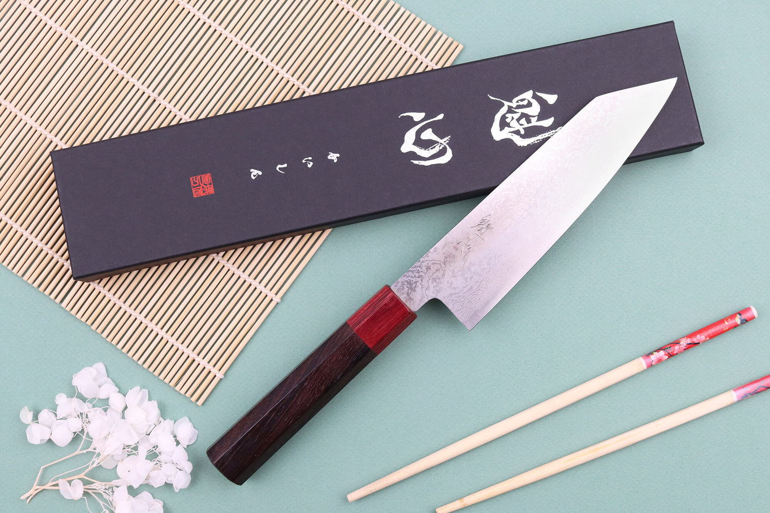 Couteau kiritsuke 17cm japonais artisanal Nakamura Kaishin Ginsan Damas