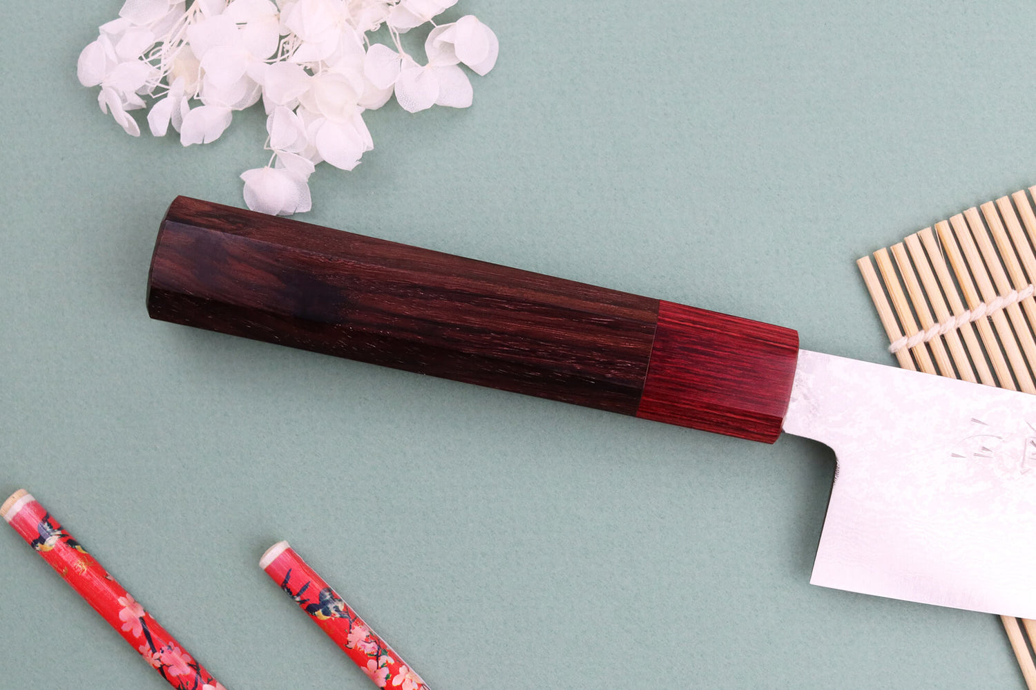 Couteau santoku 16cm japonais artisanal Nakamura Kaishin Ginsan Damas