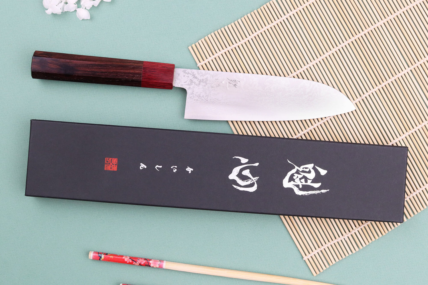 Couteau santoku 16cm japonais artisanal Nakamura Kaishin Ginsan Damas