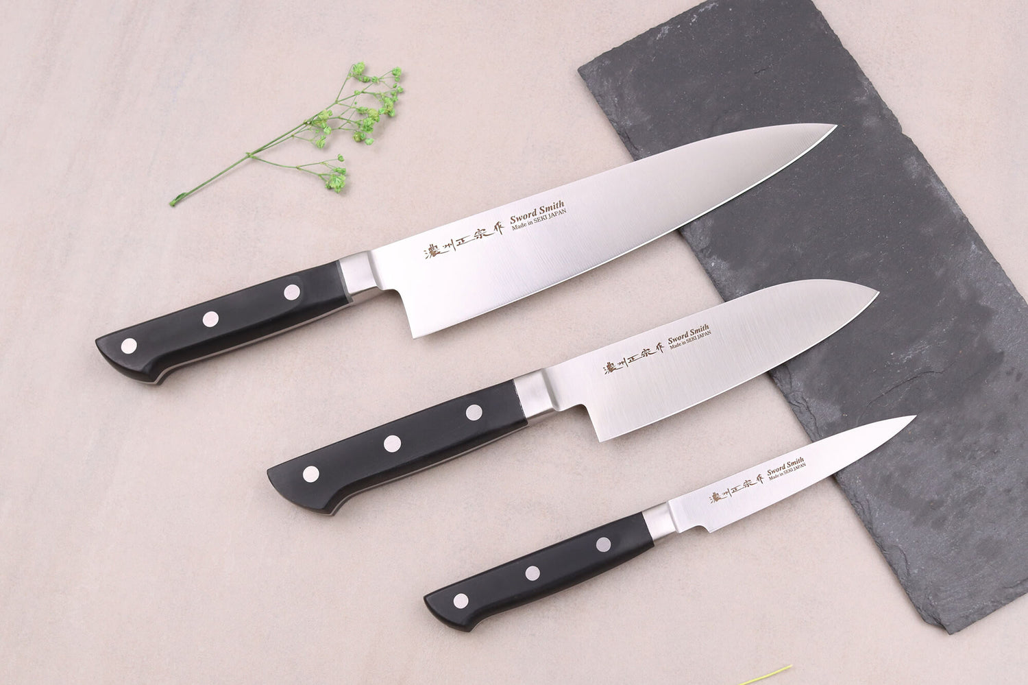 Coffret 3 couteaux japonais Satake Cutlery ABS chef + santoku + office