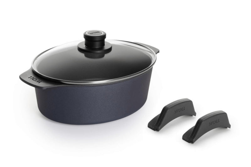 Cocotte ovale Woll Diamond Lite en fonte d'aluminium + anses amovibles polymère - 27 x 22 cm