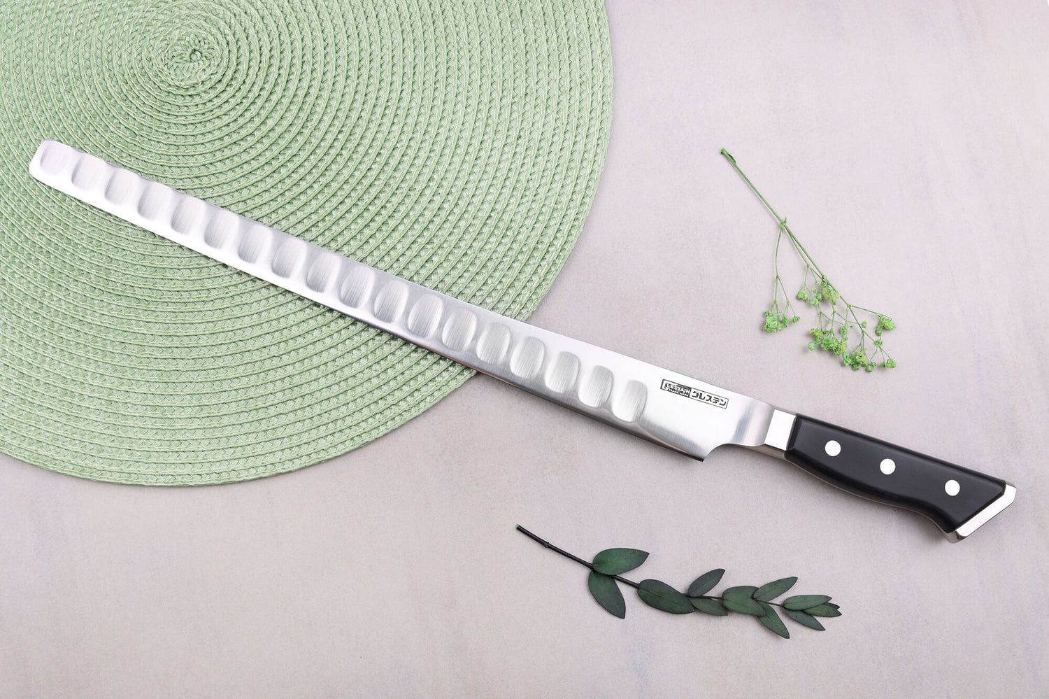 Couteau à saumon alvéolé japonais Glestain K Series 31cm