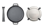 Poêle ronde Ooni Sizzler en fonte manche amovible + dessous-de-plat inox