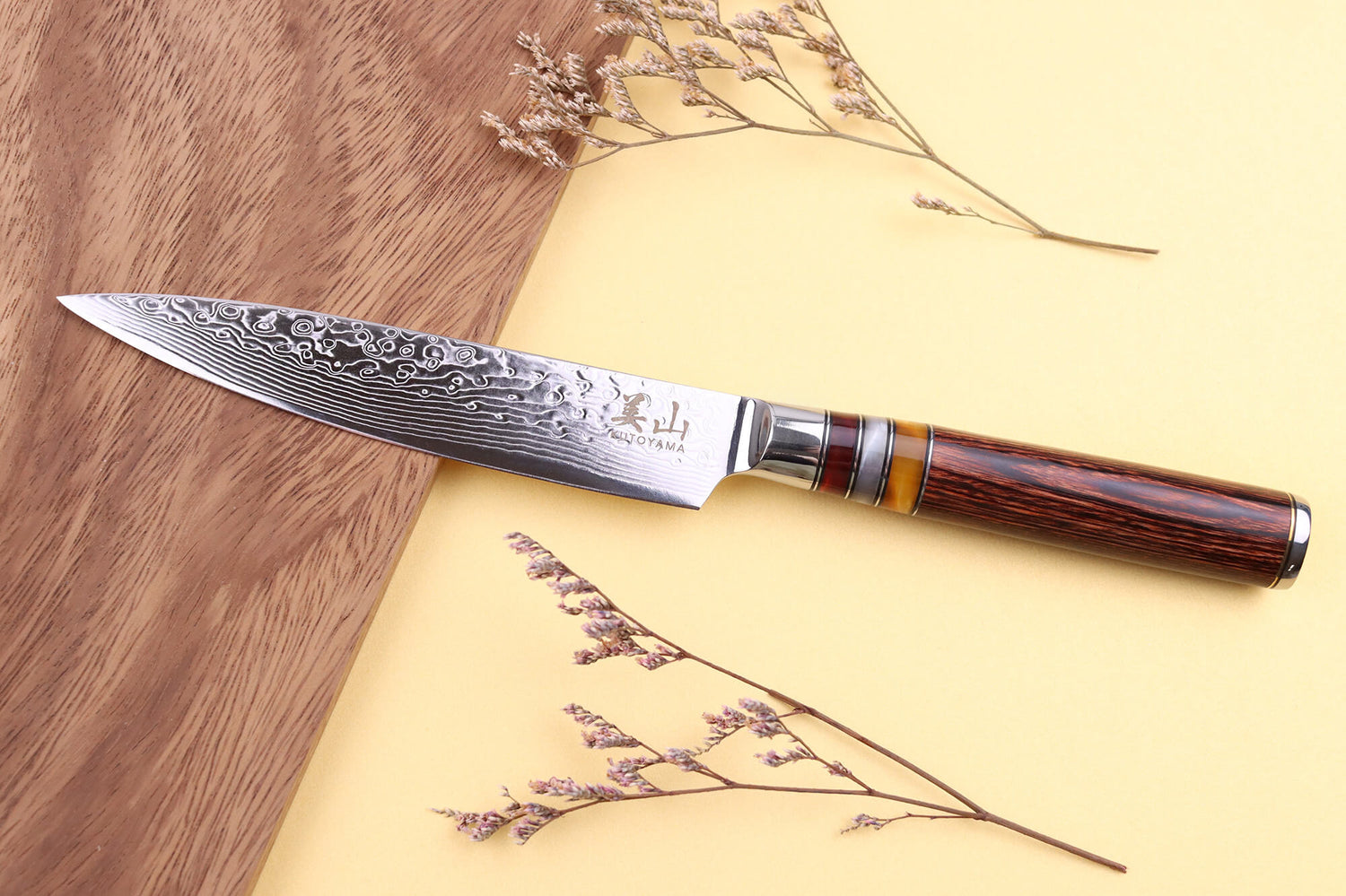 Couteau universel 13cm Kutoyama damas pakka rainbow